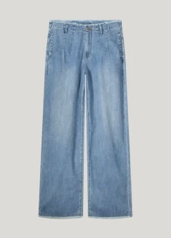 Wide Leg Denim Pant - Bleached Denim